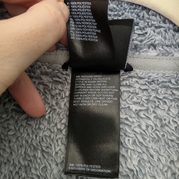 North Face Striped Fuzzy Grey Jacket - Picture 7 of 14